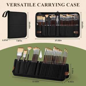 High Quality 26-Piece Multi-shaped Painting Brushes <b>Set</b> with Premium Zippers Bag for Professional Art Supplies - Product Image 5