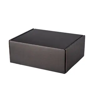 사용자 정의 로고 블랙 개인화 된 다크 브라운 크래프트 종이 Verpackung 눈물 스트립 지퍼 골판지 포장 로고 배송 우편물 상자