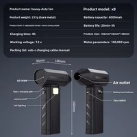 Mini ventilateur portable turbo avec lumière LED, souffleur d'air électrique sans fil pour voiture, clavier d'ordinateur, nettoyage domestique