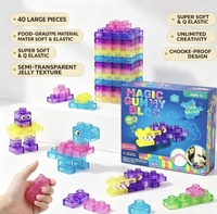 Tersedia Stok Blok Bangunan TPE Lembut, Mainan Edukasi Sensorik Anak, Puzzle Jelly DIY, Persegi Besar, untuk Mengurangi Stres