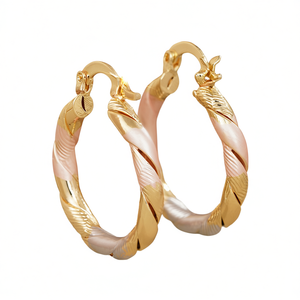 Orecchini a Cerchio Multicolore E4509 Placcati in Oro 22k Classici per Uso Quotidiano Femminile - Product Image 1