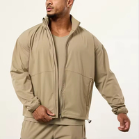 Veste coupe-vent rétro en nylon pour homme, style décontracté, grande taille, fermeture éclair, coupe ample, veste de sport d'extérieur