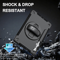 Étui de protection pour tablette Samsung Galaxy Tab S11 11 pouces avec support rotatif à 360°, sangle de maintien, emplacement pour stylet, en TPU et PC