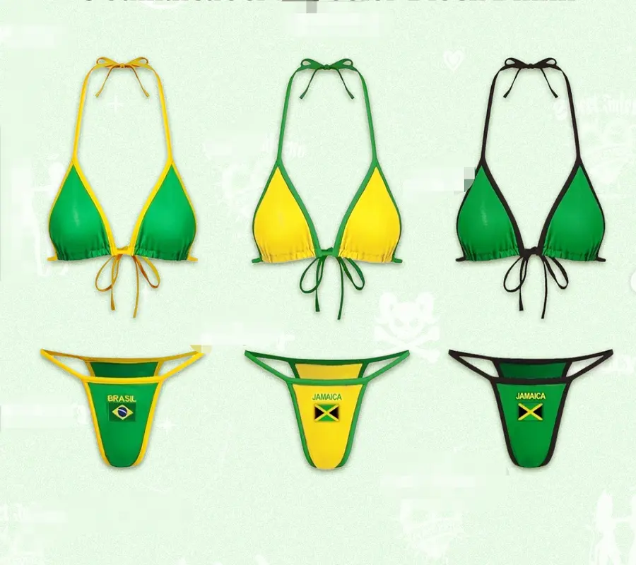 Jamaica Flag Mini Brazilian Bikini Two Piece Bathing Suits Swimwear Set Women 2024