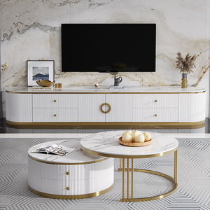Living Room Furniture Round <strong>Oval</strong> Shaped <strong>Tv</strong> <strong>Stand</strong> Cabinet and Coffee Table Set Luxury White Modern <strong>Tv</strong> <strong>Stands</strong> - Product Image 2
