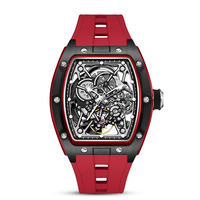 Montre mécanique automatique pour homme OEM, étanche, lumineuse, en forme de baril de vin, avec boîtier en acier inoxydable et bracelet en silicone