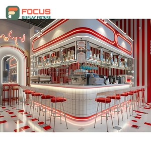 Commercial Coffee Display Cabinet Illuminated Merchandise <b>Shelf</b> <b>Walnut</b> Cafe Display Cabinet - Product Image 2