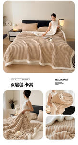 Manta gruesa de lana de cordero para <span class=keywords><strong>invierno</strong></span>, funda de lana de leche, chal de lana Coral para siesta de oficina, manta para sofá, edredón pequeño - Product Image 5