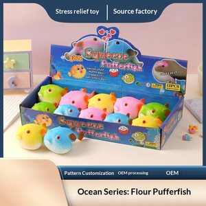 Peluche antiestrés de <span class=keywords><strong>pez</strong></span> <span class=keywords><strong>globo</strong></span>, pelota de descompresión de rebote lento con temática oceánica, como pequeños regalos para niños y mujeres - Product Image 2