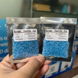 Wuzhou-Corte ovalado resistente al calor de alta calidad, 2x3mm, 3x5mm, aguamarina, Topacio Azul, Circonia cúbica, piedra suelta, ajuste de cera - Product Image 6