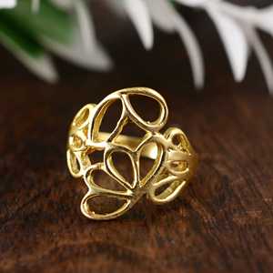 Boho Floral Brass <b>Rings</b> 18k Gold Plated Flower <b>Rings</b> <b>Statement</b> Handmade Wholesale <b>Rings</b> - Product Image 1