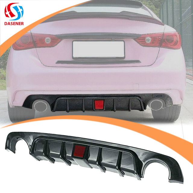Honghang Car Accessories High Quality Rear Bumper Diffuser for Infiniti Q50 Lip Model Car with LED Light  Hot Sale 2018-2021