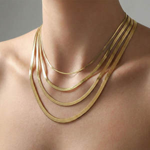 Collar de cadena de serpiente de acero inoxidable 316L de moda, chapado en oro PVD de 14K y 18K, joyería fina, collar plano de moda para mujer - Product Image 2