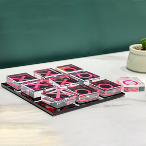 Juego de <span class=keywords><strong>Tres</strong></span> <span class=keywords><strong>en</strong></span> <span class=keywords><strong>Raya</strong></span> de Acrílico Bicolor Negro y Transparente, Bloques Cuadrados Gruesos y Sólidos XO, Juego de Decoración para Fiestas <span class=keywords><strong>en</strong></span> Interiores con Logotipo Personalizado - Product Image 1