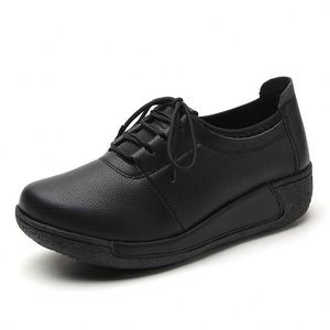 Chaussures de course compensées à lacets pour femmes grandes tailles, style mocassins antidérapants à semelle épaisse, pour l'automne - Product Image 6