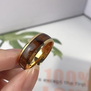 Ouyuan Fabriek Nieuw Ontwerp 8mm 18K Gouden Herenringen Tungsten <span class=keywords><strong>Ring</strong></span> met Houten Inleg Comfortabele Pasvorm - Product Image 5
