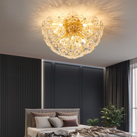 Lampe de plafond LED en cristal postmoderne créative, lustre personnalisé en forme de fleur pour salon, chambre à coucher, plafond haut