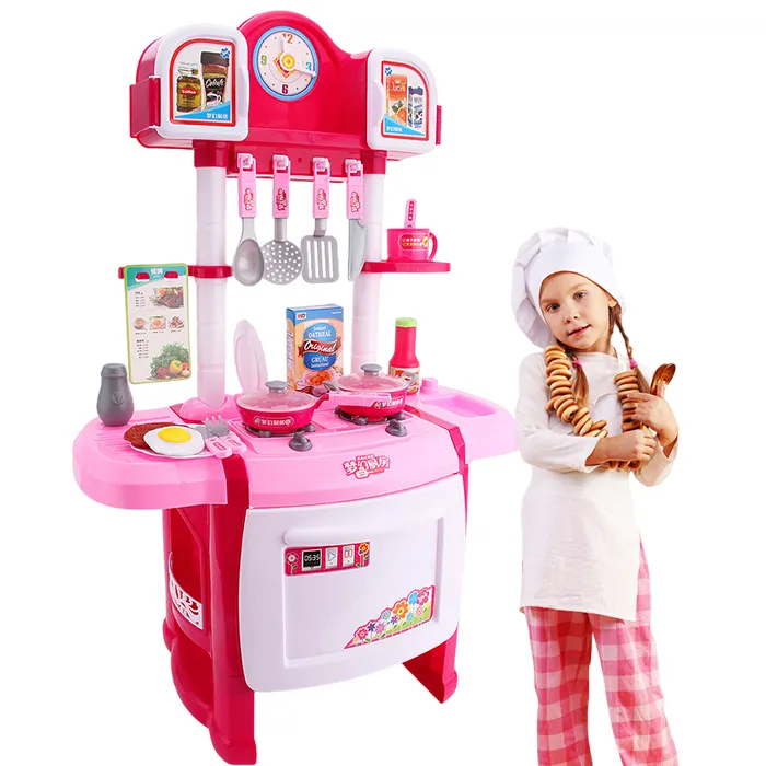 Offre Spéciale filles semblant paly cuisine jouets nourriture dîner mini cuisinière à gaz cuisine ensemble pour enfants