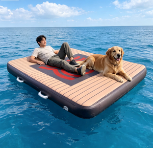 2026 Leisure Land Plateforme flottante gonflable en PVC personnalisée pour l'été, île de baignade, radeau, quai pour <span class=keywords><strong>jet</strong></span> <span class=keywords><strong>ski</strong></span> et activités pour animaux de compagnie - Product Image 2