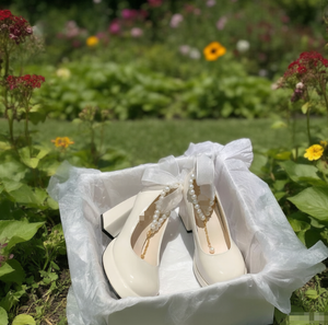 Zapatos Blancos de Mujer para Boda y Fitness, con Detalle de Perlas, para las Cuatro Estaciones - Product Image 1