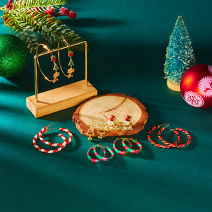 Pendientes de copo de nieve transfronterizos, nuevos pendientes de reno con <span class=keywords><strong>bastón</strong></span>, pendientes de <span class=keywords><strong>mujer</strong></span> con borlas navideñas de campanas coloridas - Product Image 3