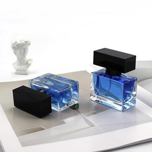 Flacon de parfum cosmétique en verre transparent carré de haute qualité, prix d'usine, vide, 30 ml, 50 ml, 100 ml, avec couvercle noir - Product Image 2