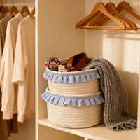Panier de rangement en coton brodé tissé à la main - Boîte de rangement de cosmétiques de bureau, aspect haut de gamme, pour gérer l'organisation des objets