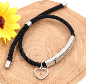 Pulsera con Citas Bíblicas Religiosas Uloveido, Regalo Cristiano de Aliento, Pulsera Grabada con Citas Bíblicas en Acero Inoxidable con Cuerda Negra - Product Image 3