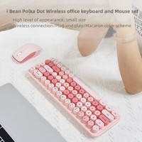 Clavier et souris sans fil Mofii 2.4G Claviers avec 68 touches colorées Machine à écrire Retro Round Keycap pour ordinateur portable, tablette, Windows