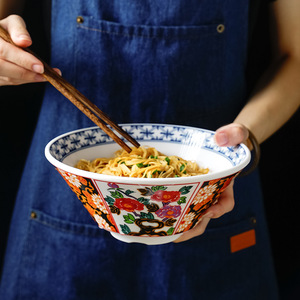 ชามเมลามีนลายดอกเบญจมาศสไตล์จีน ขนาด A5 สำหรับใส่ก๋วยเตี๋ยว ขนมจีน ข้าว ใช้แล้วทิ้ง เหมาะสำหรับงานเลี้ยง - Product Image 3