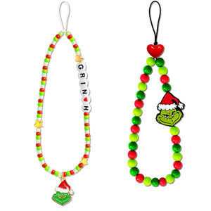 Cadena de muñeca estilo boho para teléfono móvil, llaves, tarjeta de identificación, con cuentas de arcilla, letras, amor y mariposas, ideal para el verano. - Product Image 1