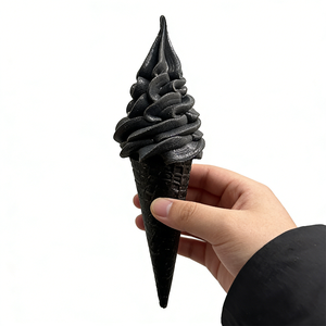 Modèle de cornet de crème glacée en plastique écologique de 17 cm, noir, adorable, en forme de noix de coco, pour décoration de café - Product Image 1