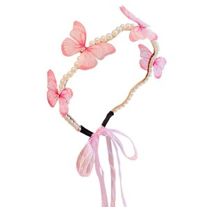 Diadema de mariposa con perlas, accesorio para el cabello de princesa para niños, <span class=keywords><strong>cinta</strong></span> de estilo forestal para niñas, adorno para la <span class=keywords><strong>cabeza</strong></span> de 12cm - Product Image 4
