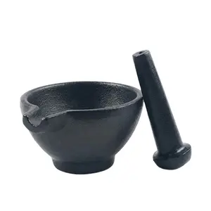 Bán Buôn Chất Lượng Cao 13/16CM Đồ Dùng Nhà Bếp Preseasoned Đúc Sắt Tỏi Vữa Và Pestle Cho Nấu Ăn