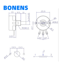 Potentiomètres rotatifs à double film de carbone Bonens WTH118 100-47k Tolerance 20%