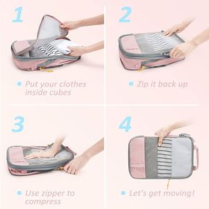Lot de 6 sacs de rangement de voyage, cubes d'emballage pour vêtements, organisateurs de bagages - Product Image 4