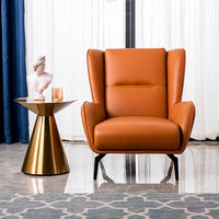 Fauteuil inclinable en cuir nordique avec pieds en métal durables, chaise longue capitonnée moderne et écologique pour salon domestique