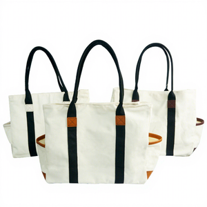 Borsa in tela personalizzabile con logo, MOQ basso, ecologica, riutilizzabile, in cotone, multi-tasca, per tutti i giorni - Product Image 2