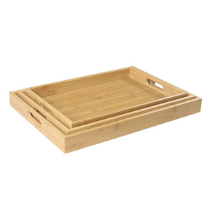 Bamboo <b>tea</b> <b>tray</b>, rectangular with right-angle pull handles, simple <b>tray</b> for home, hotel, and restaurant use, teacup and saucer - Product Image 5