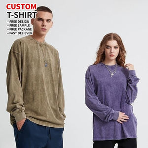 T-shirt à manches longues en coton tricoté épais de haute qualité, coupe oversize, style streetwear vintage, unisexe, personnalisable avec logo, vierge et uni - Product Image 1