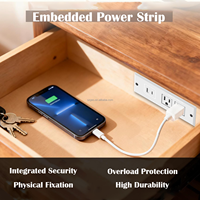 Multiprise encastrable avec ports USB, rallonge électrique, adaptateur secteur, station de charge, multiprise blanche