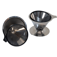 Filtre à café réutilisable en acier inoxydable 304 de qualité alimentaire, argent/or, double maille contemporaine, écologique, 200 ml, personnalisable