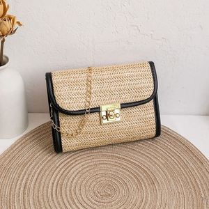 Sacs de plage, sacs et paniers vides, seau en maille à fleurs, sac en osier coloré avec poignées en bambou - Product Image 3