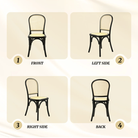 Chaise de restaurant en bois massif, finition noire, assise en rotin tressé, dossier en cannage, chaise de banquet moderne pour hôtel, restaurant, café, complexe hôtelier