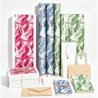 Kit de fournitures d'emballage cadeau en papier aquarelle à effet marbré dégradé doux, rouleau de papier d'emballage 80 g/m² recyclable et personnalisable