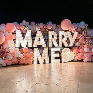 Ampoule géante LED 3D personnalisée 2 pieds 4 pieds Marry Me Love Marquee Letter Lights Stand pour anniversaire mariage fête fournitures - Product Image 2