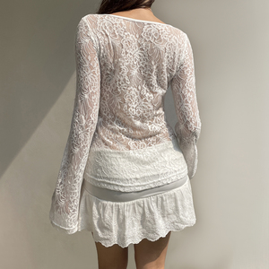 Cárdigan de Mujer con Encaje y Lazo Transparente, Ligero, Informal, Versátil, de Manga Larga para Verano - Product Image 3