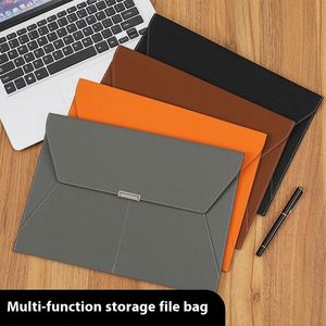 Porte-documents en cuir vegan imperméable grande capacité avec logo personnalisé, organiseur de documents, pochette pour dossiers A4, enveloppe de bureau, sac à documents - Product Image 3