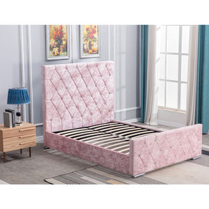 Cadre de lit Queen Size avec tête de lit rembourrée confortable, lit capitonné pour la maison, style européen, en mousse - Product Image 3