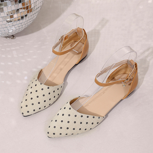 Chaussures plates sexy pour femmes, nouveau style, à pois et couleurs contrastées sur le dessus et le col des chaussures pour femmes HA50F - Product Image 6